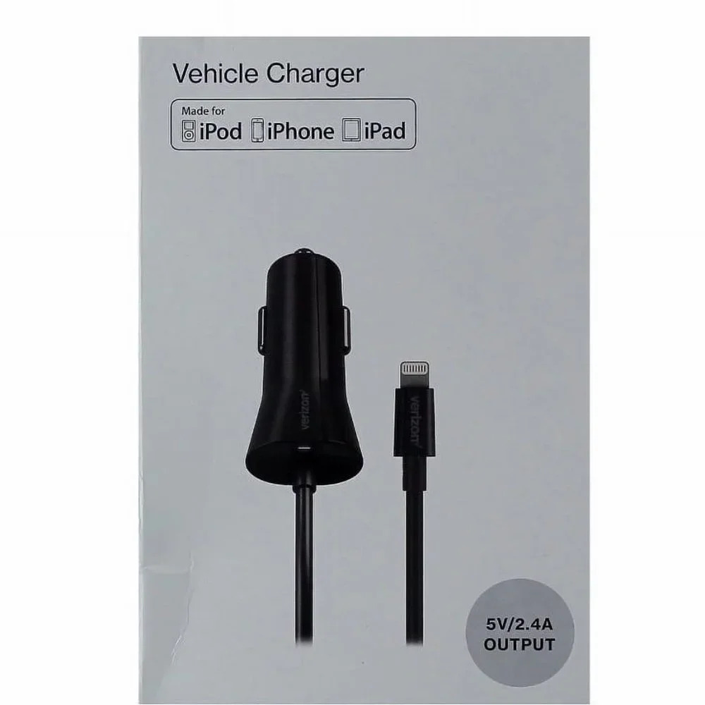 Verizon 2.4A Car Charger for iPhones - Black